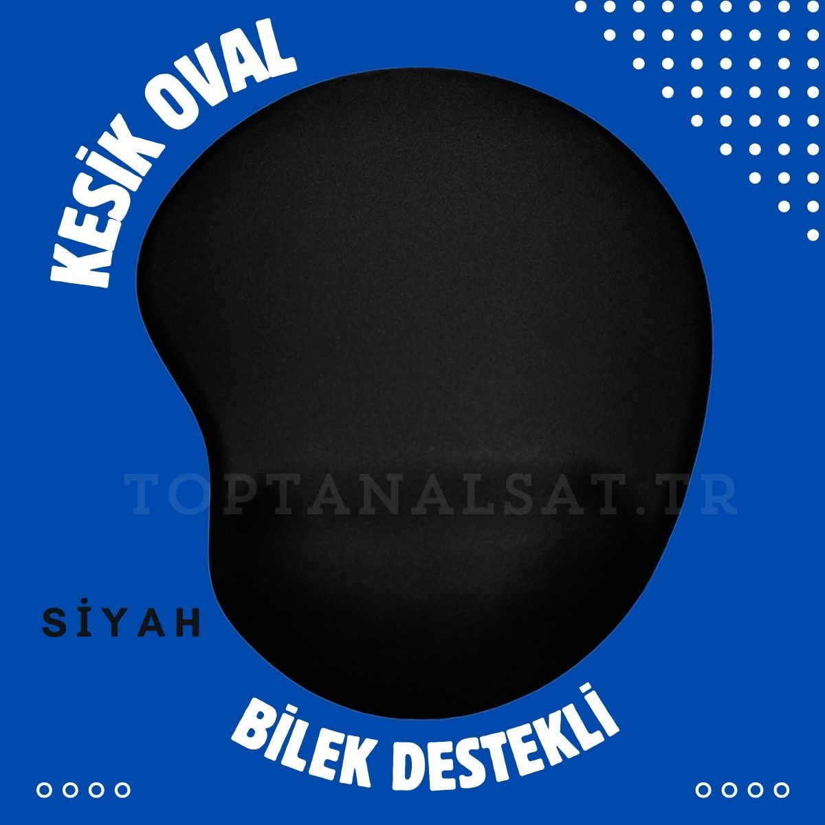 Toptan Mouse Pad Kesik Oval Siyah Renk Bilek Destekli Ergonomik