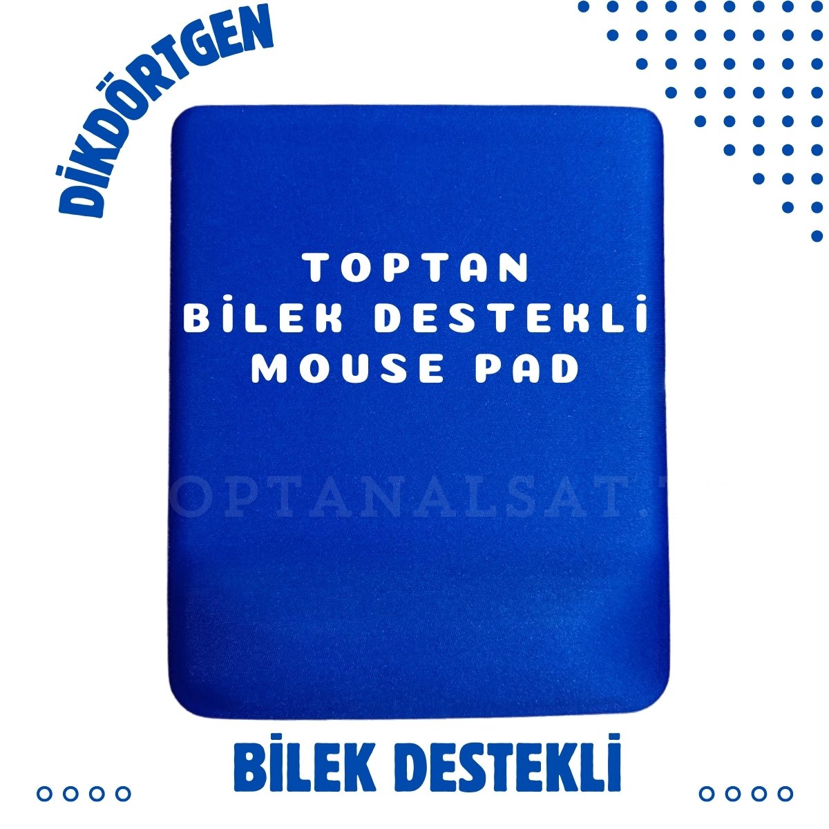 Bilek Destekli Toptan - Dikdörtgen Mouse Pad - Mavi Renk