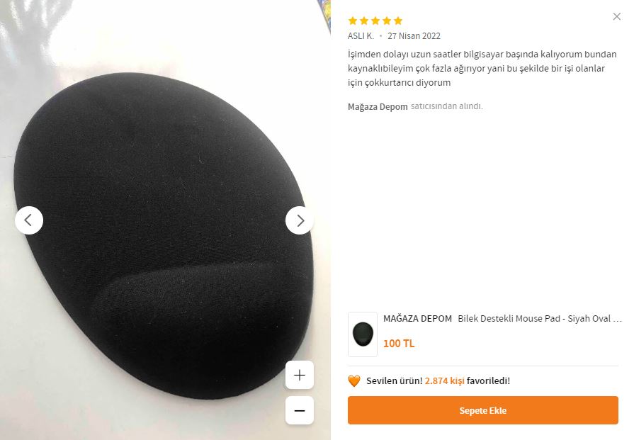 Bilek Destekli Oval Mouse Pad Siyah Renk: Konforlu ve Şık Tasarım ile Ergonomik Kullanım - Görsel 2